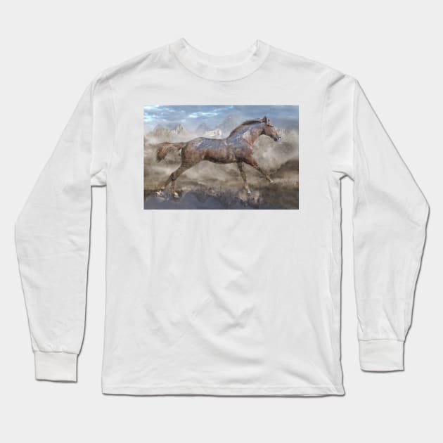 Running Mountain Horse Long Sleeve T-Shirt by candiscamera